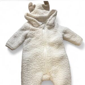 Pottery Barn Kids White Hooded Pajama with Brown Horns